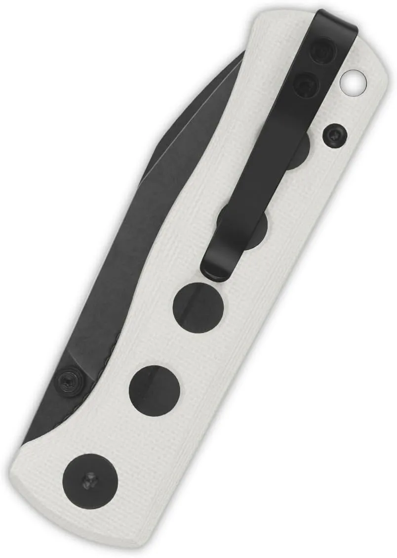 QSP KNIFE CANARY FOLDER POCKET KNIFE, SHARP 14C28N BLADE with COLORFUL G-10 HANDLES (blackwash blade, white G-10 handle)