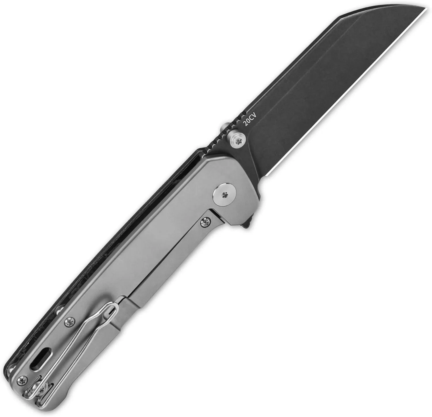 QSP KNIFE PENGUIN XL POCKET KNIFE, CPM20CV BLADE with FLIPPER OPENING, DIFFERENT COLOR TITANIUM HANDLE OPTIONS