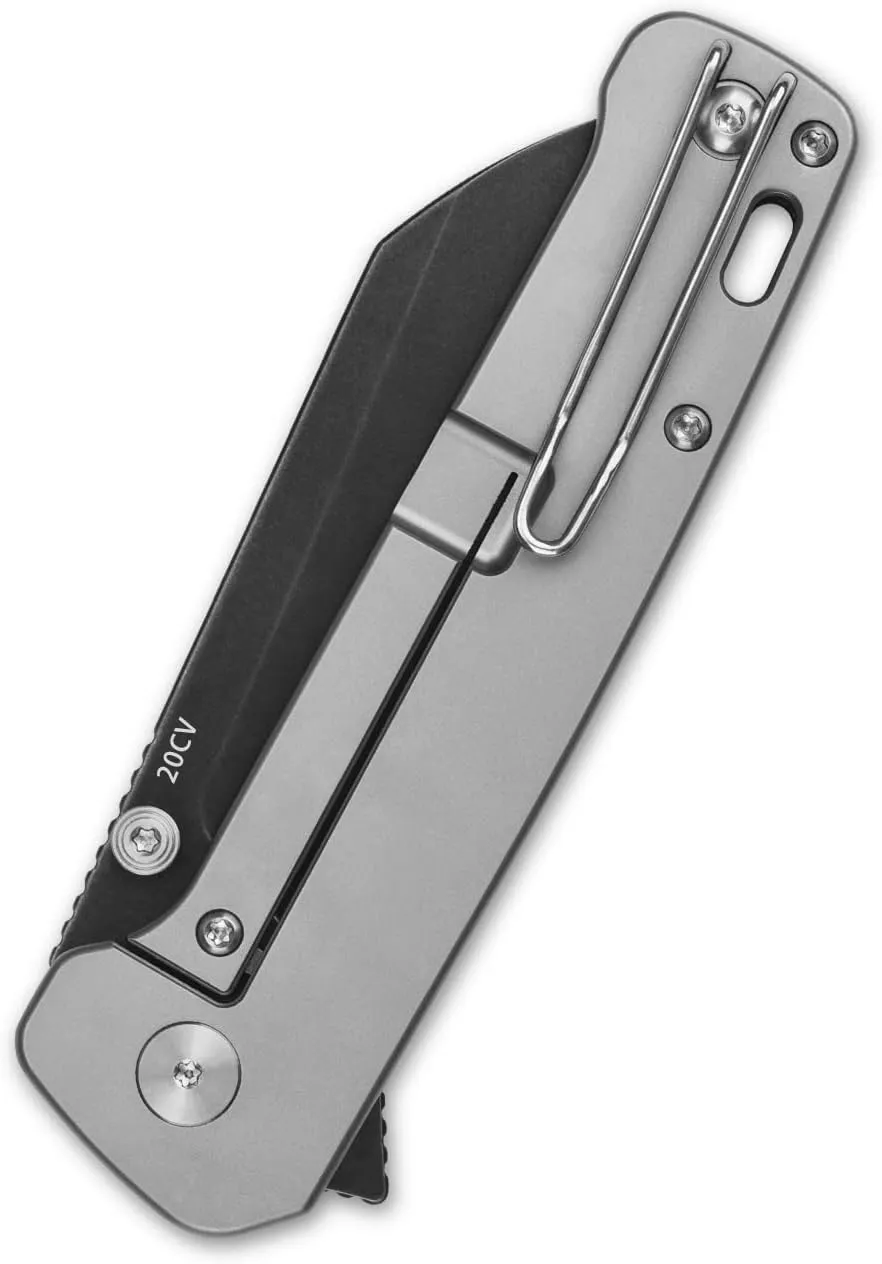 QSP KNIFE PENGUIN XL POCKET KNIFE, CPM20CV BLADE with FLIPPER OPENING, DIFFERENT COLOR TITANIUM HANDLE OPTIONS