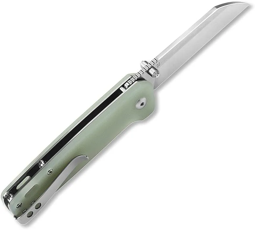 QSP Penguin Pocket Knife,D2 blade,Various Handle Option (2 tone satin finish blade,Jade G-10 handle)