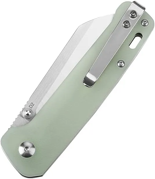 QSP Penguin Pocket Knife,D2 blade,Various Handle Option (2 tone satin finish blade,Jade G-10 handle)