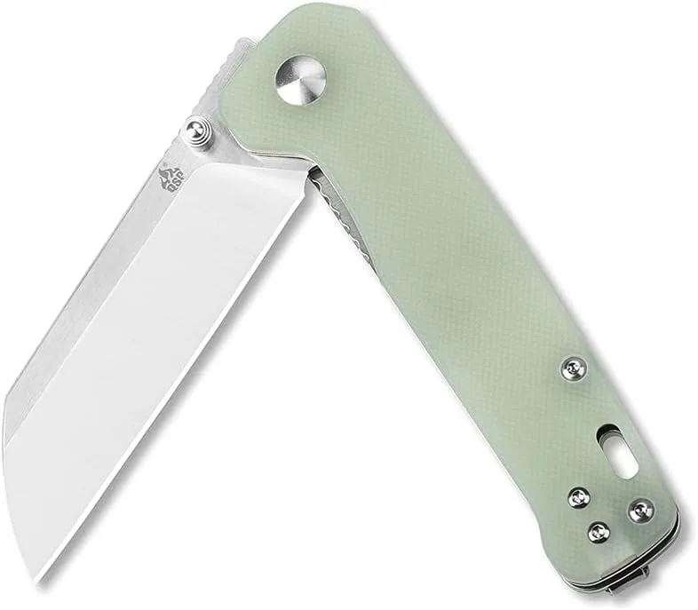 QSP Penguin Pocket Knife,D2 blade,Various Handle Option (2 tone satin finish blade,Jade G-10 handle)