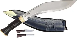 QT S Service NO. 1 Kukri Knife 10 IN Fixed Blade Gurkha Khukuri, Leather Sheath & 2 Small Knife - Handmade In Nepal
