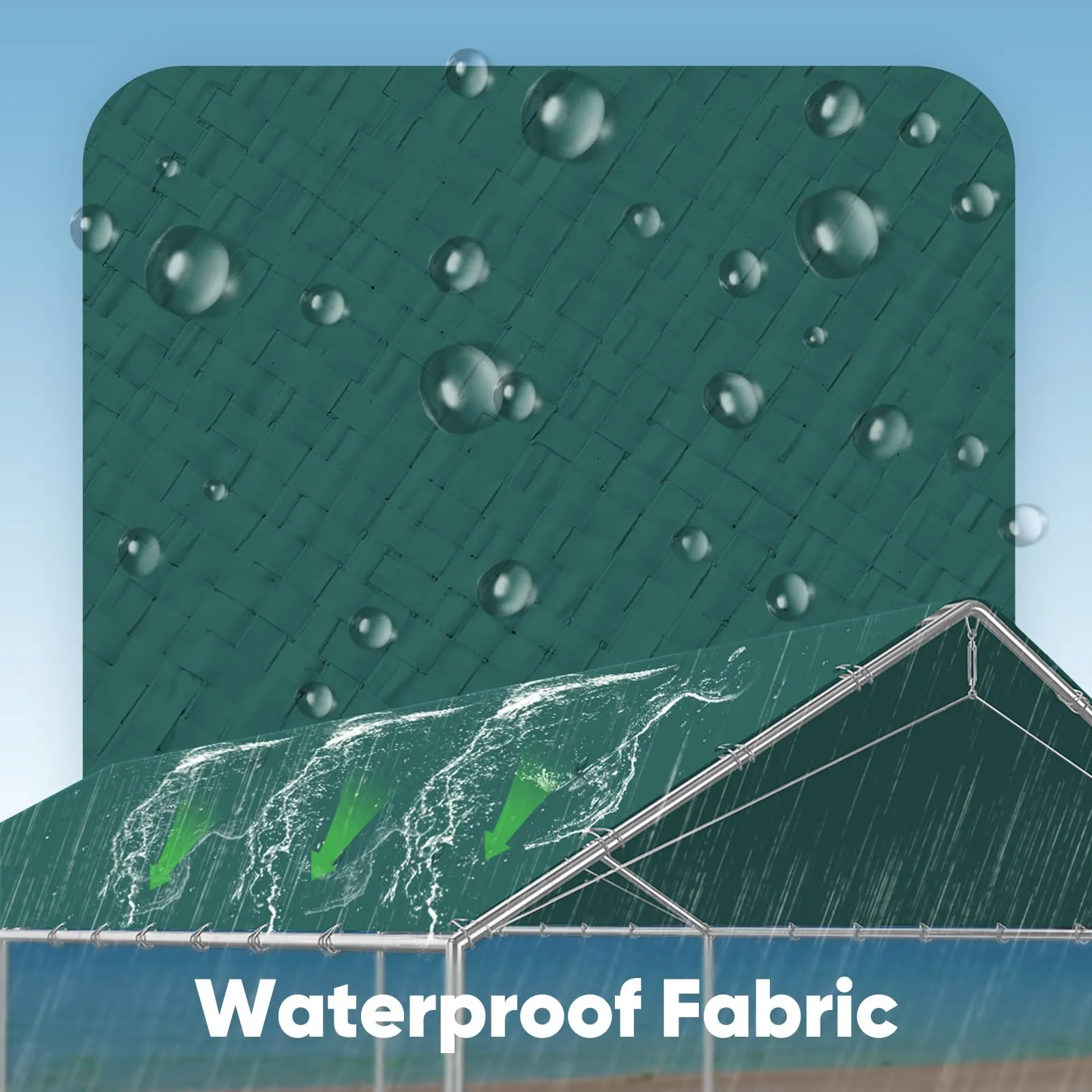 Quictent Carports Replacement Tarp Canopy Top Cover with Bungees Balls, for 10x20 ft Garage Party Tent Shelter - Green, One Roof Only