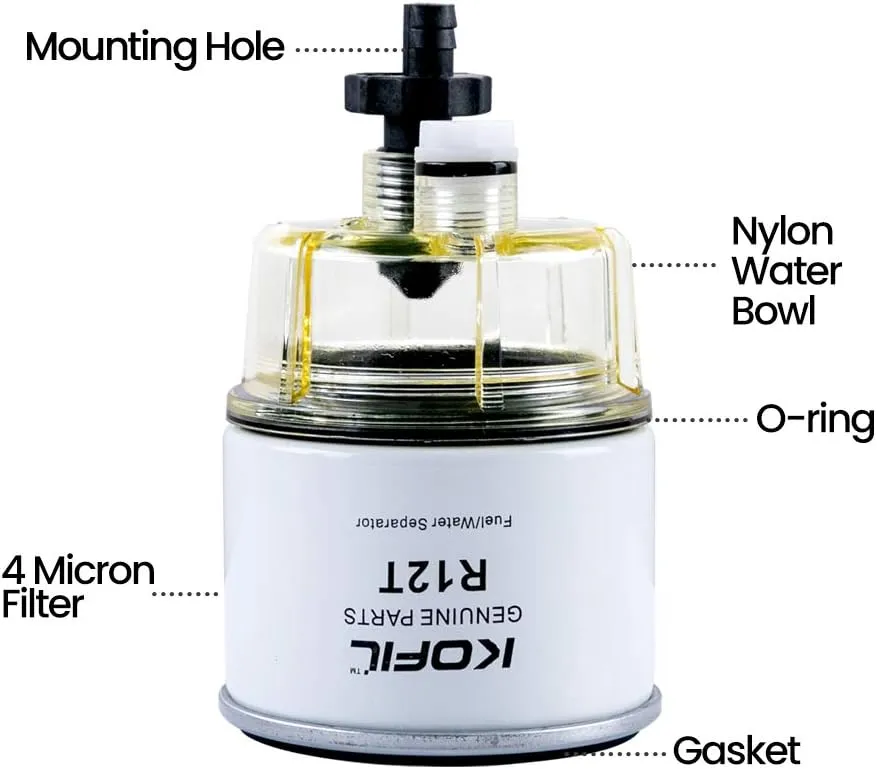 R12T Fuel Filter/Water Separator Replacement Spin-on Filter and Water Collection Bowl - Replaces S3240, 120AT, 18-7987 NPT, ZG1/4-19