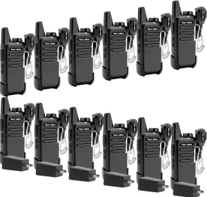 Radios Walkie Talkies Long Range: MaxTalker MT1 Portable FRS Two Way Radios Long Range with Earpiece VOX License-Free Rechargeable Walkie Talkies for Adults School Restaurant Business Hiking, 12 Pack