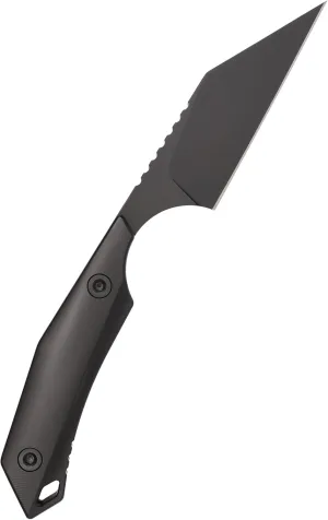 RAK - Fixed Blade Seax Knife - Neck Knife - Sheepsfoot Blade - approx. 2.95 inch blade length - incl. Kydex sheath and chain (Black)