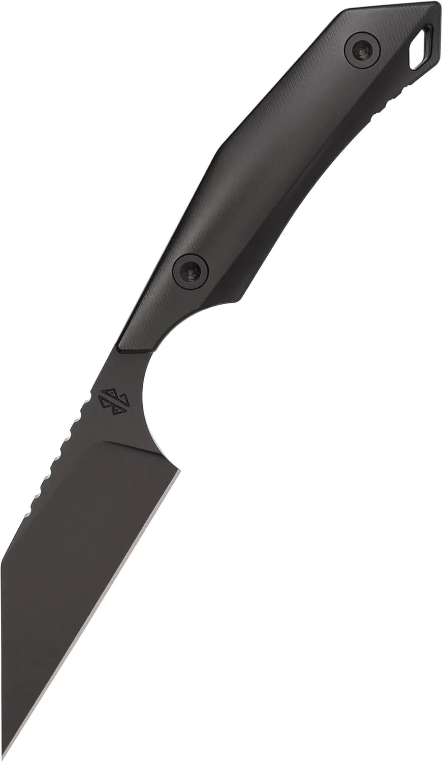 RAK - Fixed Blade Seax Knife - Neck Knife - Sheepsfoot Blade - approx. 2.95 inch blade length - incl. Kydex sheath and chain (Black)