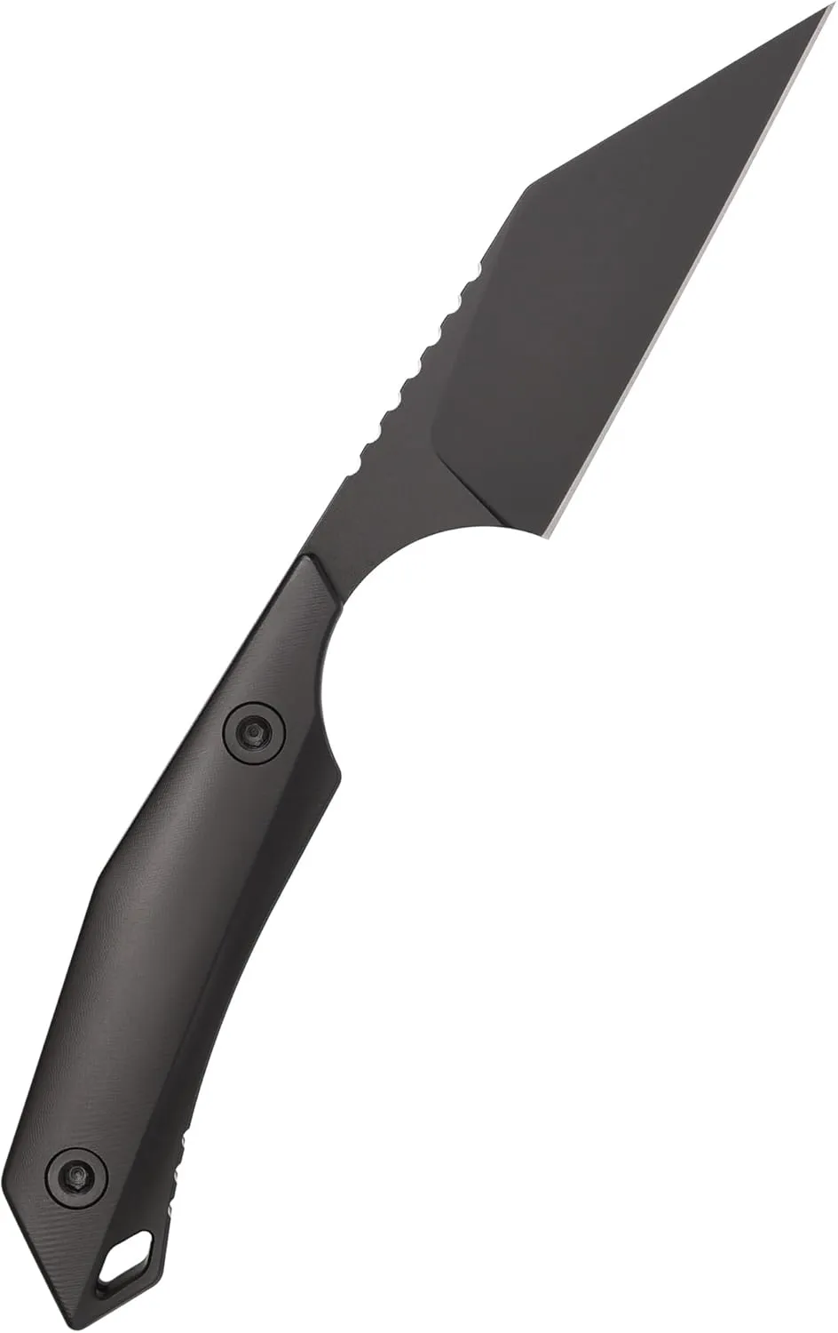 RAK - Fixed Blade Seax Knife - Neck Knife - Sheepsfoot Blade - approx. 2.95 inch blade length - incl. Kydex sheath and chain (Black)