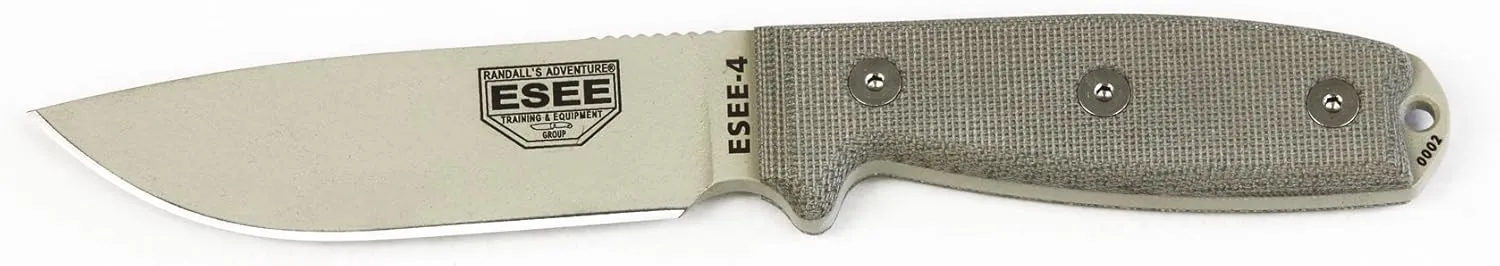 RAT Cutlery / ESEE Plain Tan Blade Fixed Blade Knife with Green Micarta Handle