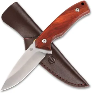 REAT Fixed Blade Knife with Sheath, 8.5" 440C Steel Blade with Full Tang Design,Ergonomic Wood Handle, Hunting Knife for Camping,Survival,Bushcraft