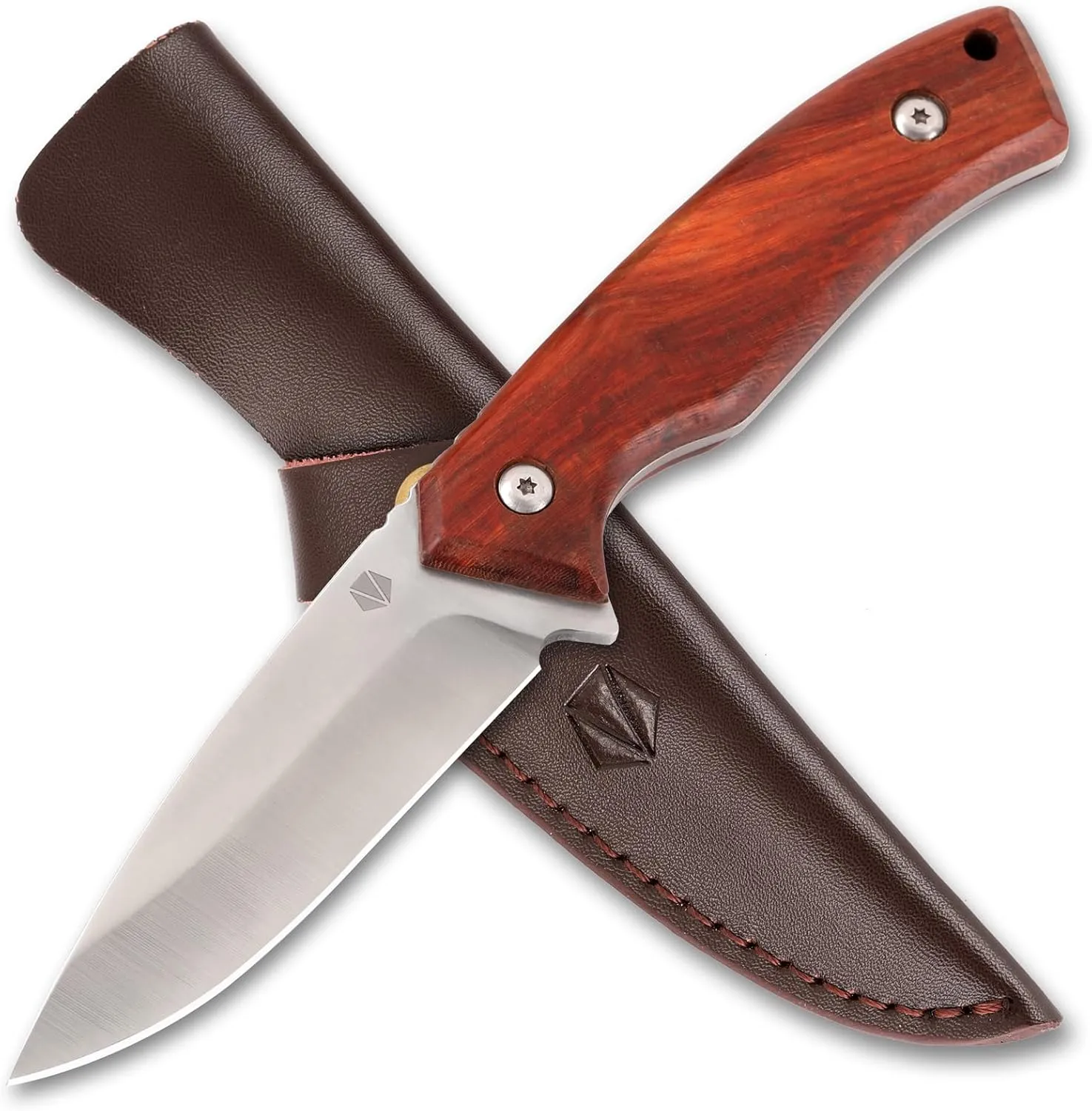 REAT Fixed Blade Knife with Sheath, 8.5" 440C Steel Blade with Full Tang Design,Ergonomic Wood Handle, Hunting Knife for Camping,Survival,Bushcraft