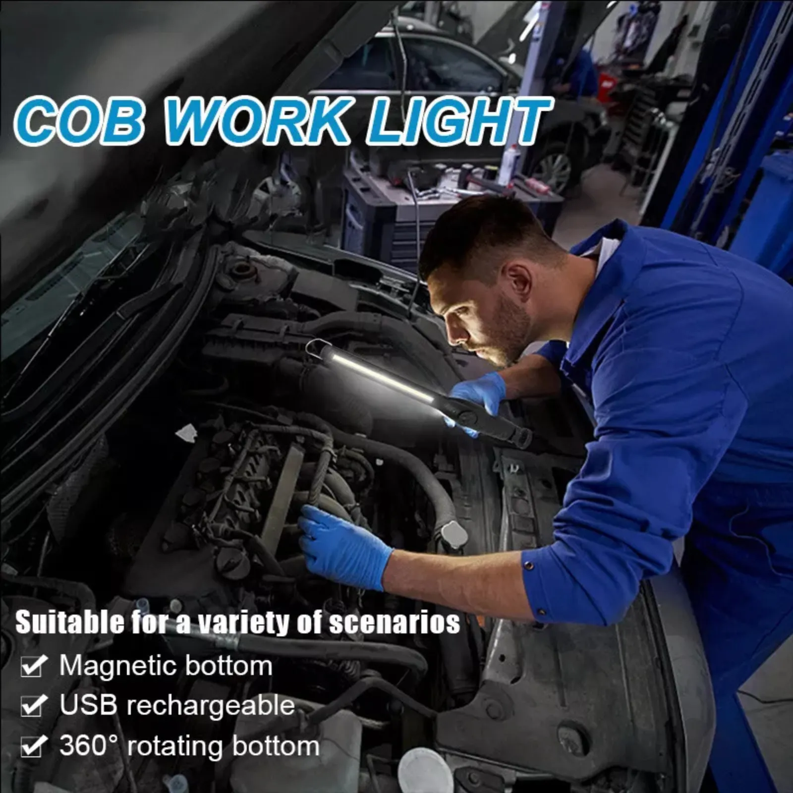 Rechargeable Mechanic Work Inspection Lamp Portable COB Torch Work LED Lights