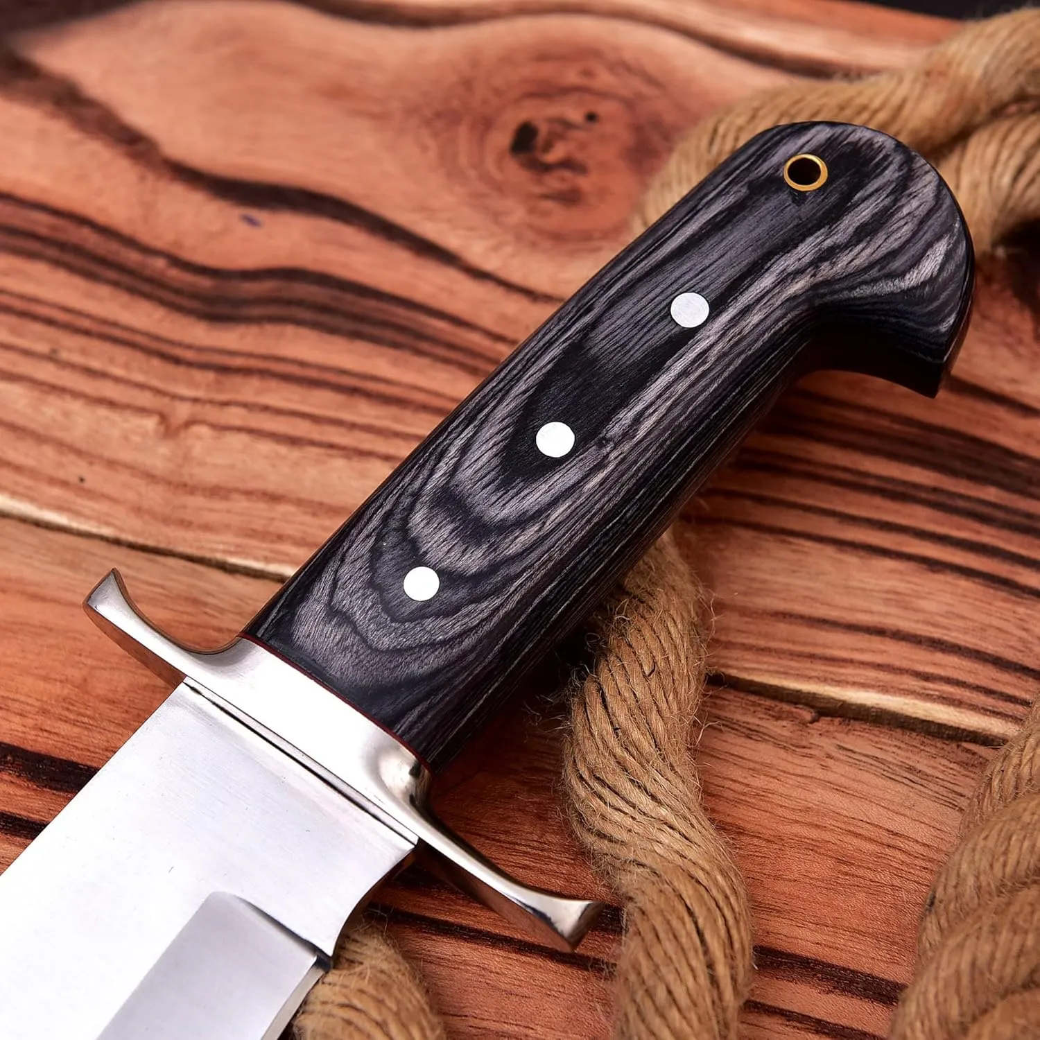 REG-109 Handmade D2 Steel 15.25 Inches Bowie Knife - Solid Engineered Wood Handle