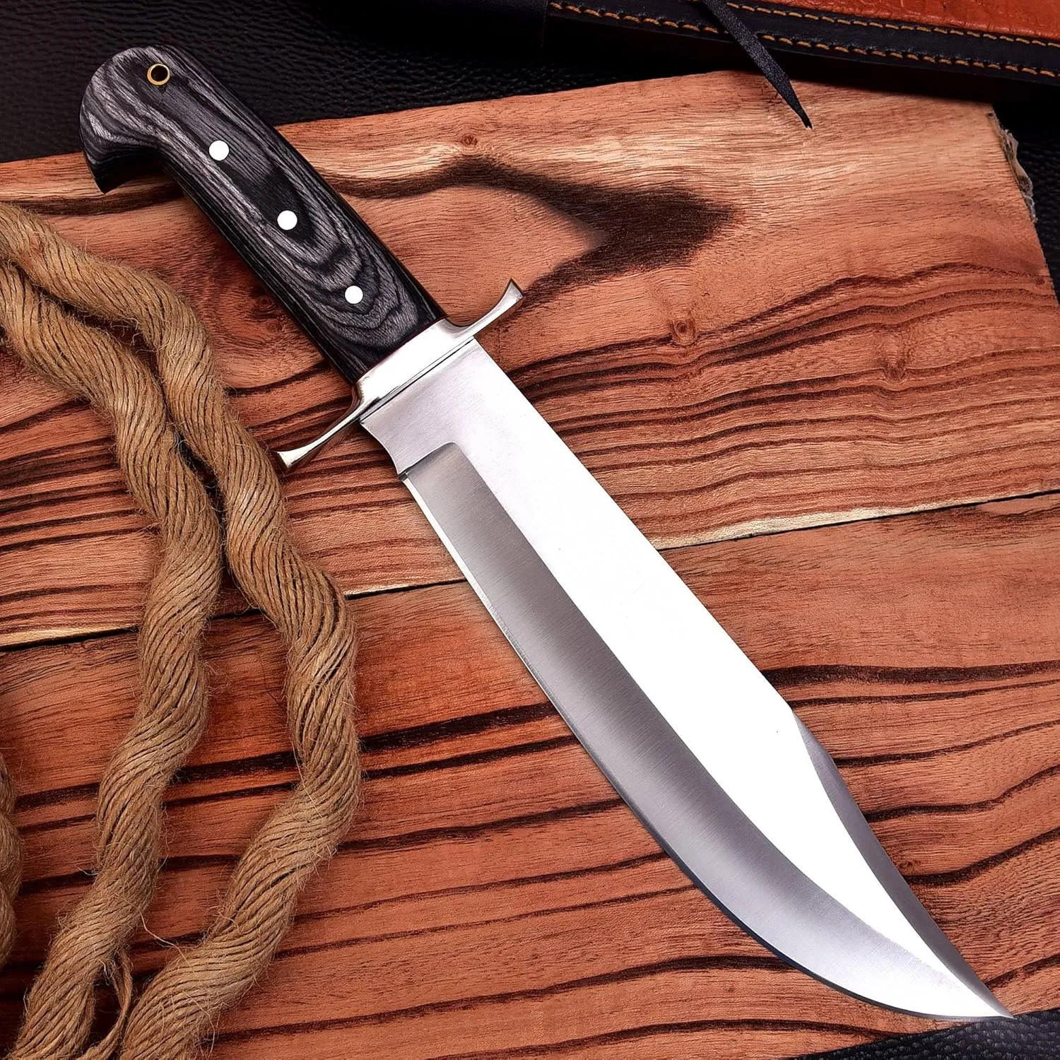REG-109 Handmade D2 Steel 15.25 Inches Bowie Knife - Solid Engineered Wood Handle