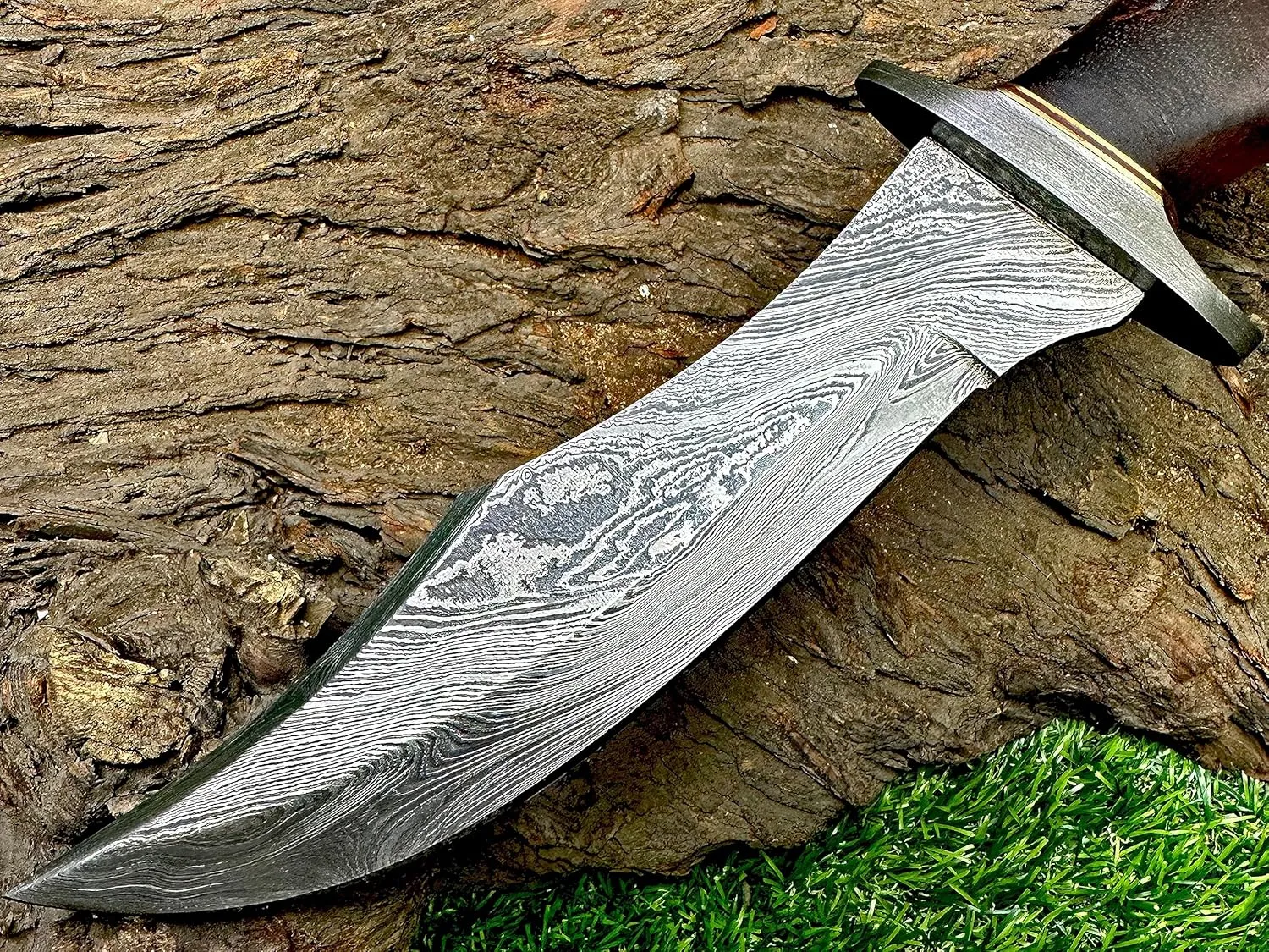 REG-274, Handmade Damascus Steel 13.00 Inches Hunting Knife - Rose Wood with Damascus Steel Guards Handle (Wood Handle)