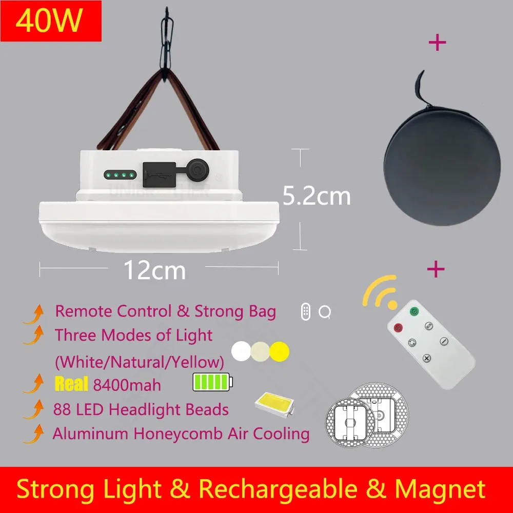 Remote Control Rechargeable LED Magnet Camping Lantern - 13500mAh Powerful Portable Flashlight, Fishing Light, Floodlight, and Tent Lamp