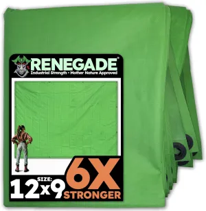 RENEGADE Industrial Strength Tarp | 12’ x 9’ | PFAS & PVC Free | Rip, Tear, UV & Waterproof | Ultra Tough Weather Protective Cover | Construction Agriculture Home Garden Patio Camping Boat Outdoor
