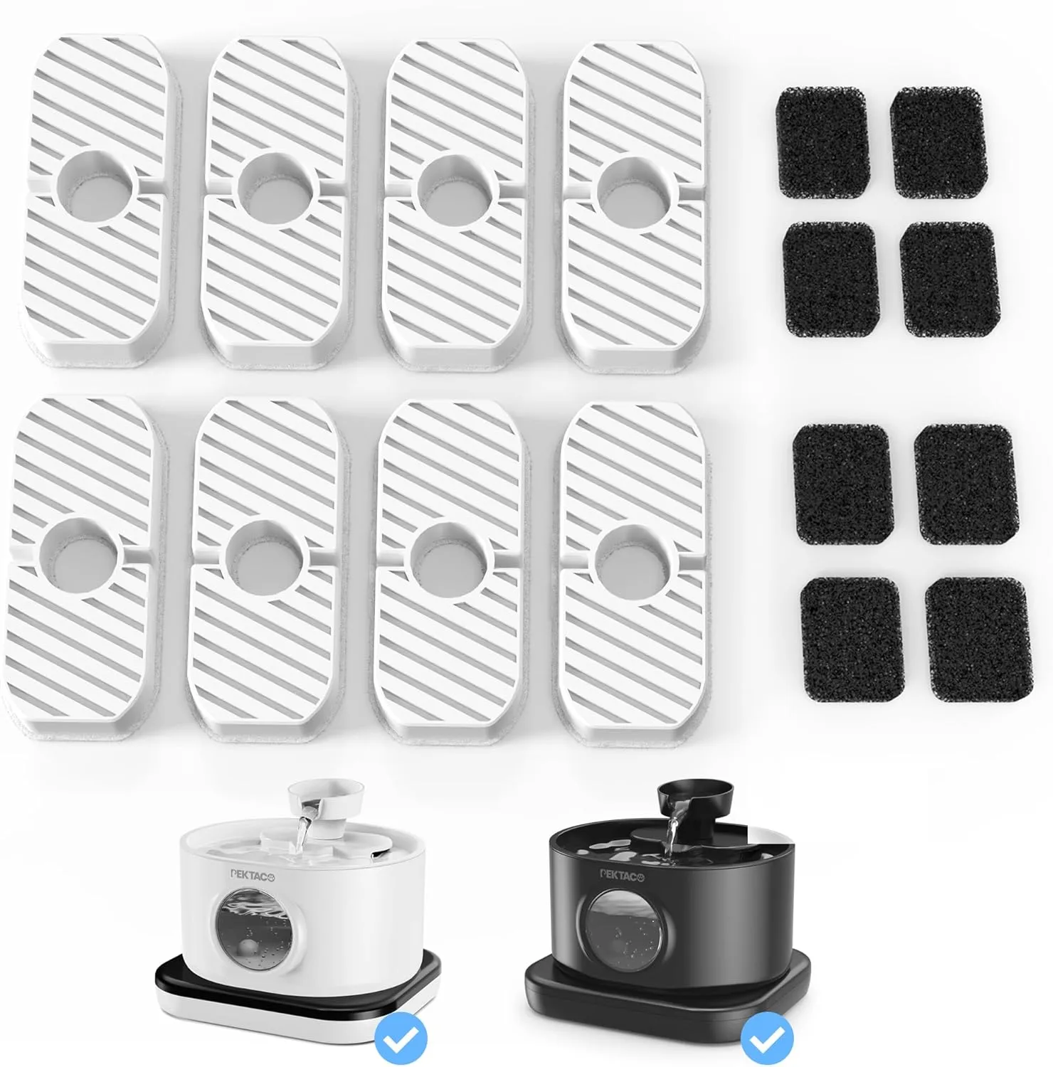 Replacement Filters for Wireless Cat Water Fountain SSPF-V04, 2.8L/95oz Automatic Pet Water Fountain Replacement Filters (8 Pack)