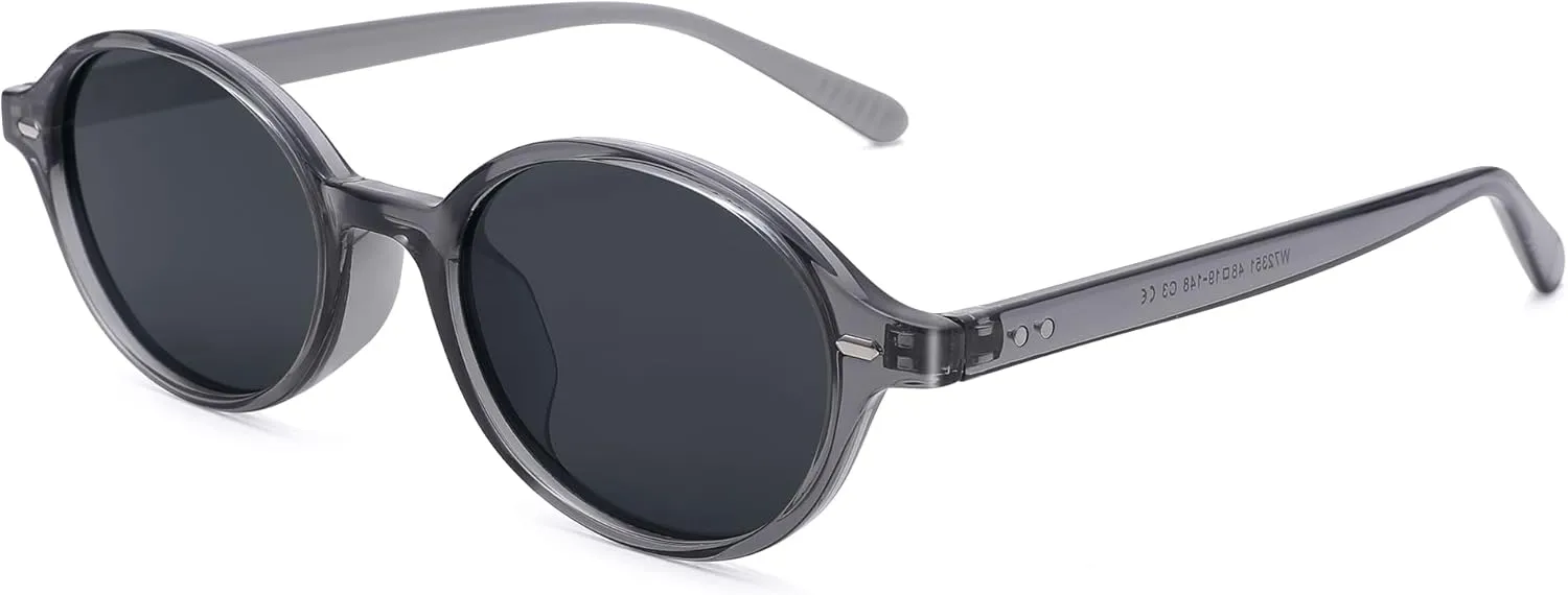 Retro Oval Sunglasses for Women Men, Trendy Polarized 90s TR Lightweight Narrow Frame Shades UV Protection Sun Glasses