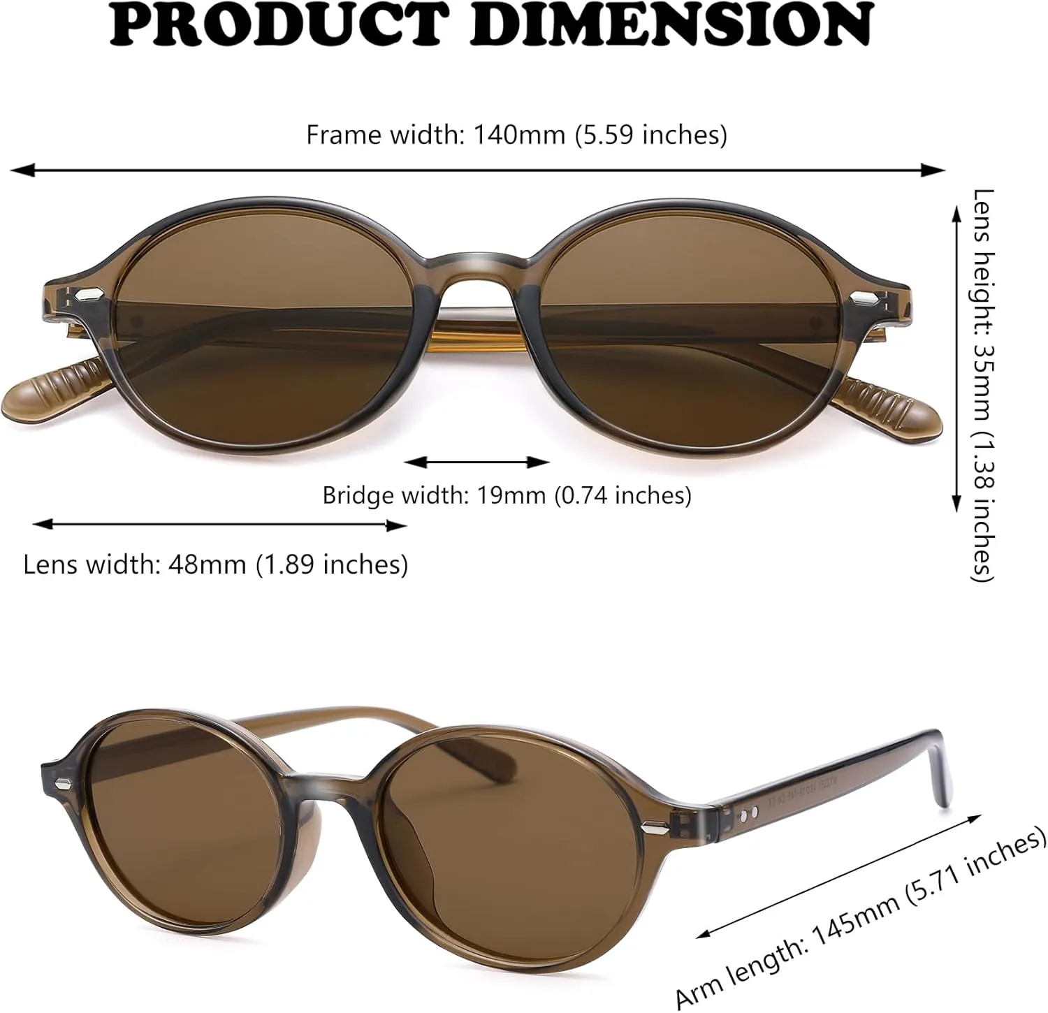 Retro Oval Sunglasses for Women Men, Trendy Polarized 90s TR Lightweight Narrow Frame Shades UV Protection Sun Glasses
