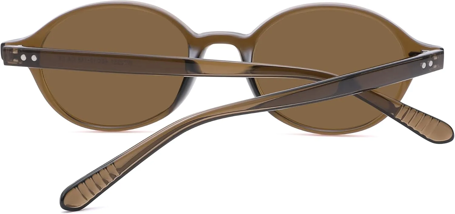Retro Oval Sunglasses for Women Men, Trendy Polarized 90s TR Lightweight Narrow Frame Shades UV Protection Sun Glasses