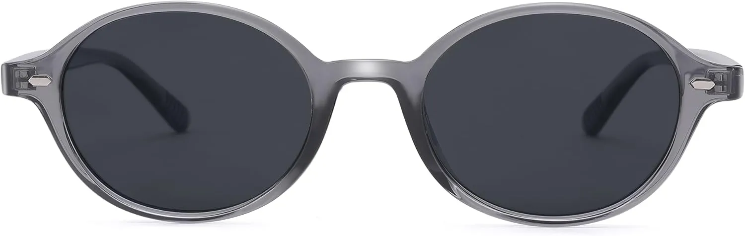 Retro Oval Sunglasses for Women Men, Trendy Polarized 90s TR Lightweight Narrow Frame Shades UV Protection Sun Glasses