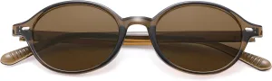 Retro Oval Sunglasses for Women Men, Trendy Polarized 90s TR Lightweight Narrow Frame Shades UV Protection Sun Glasses