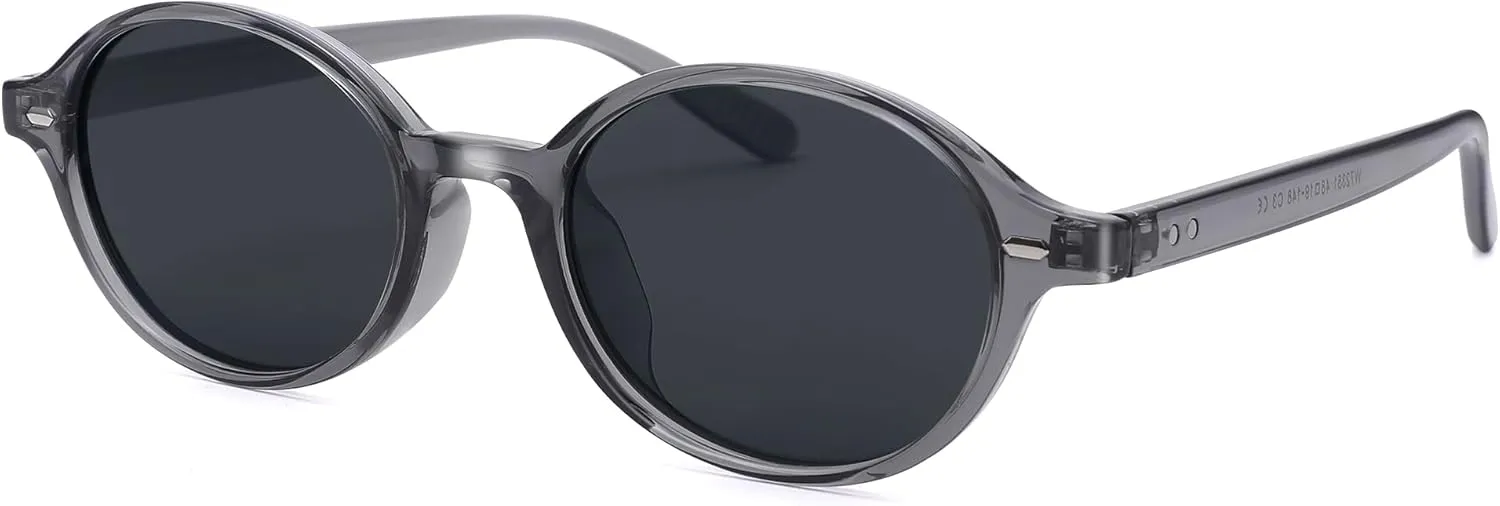 Retro Oval Sunglasses for Women Men, Trendy Polarized 90s TR Lightweight Narrow Frame Shades UV Protection Sun Glasses