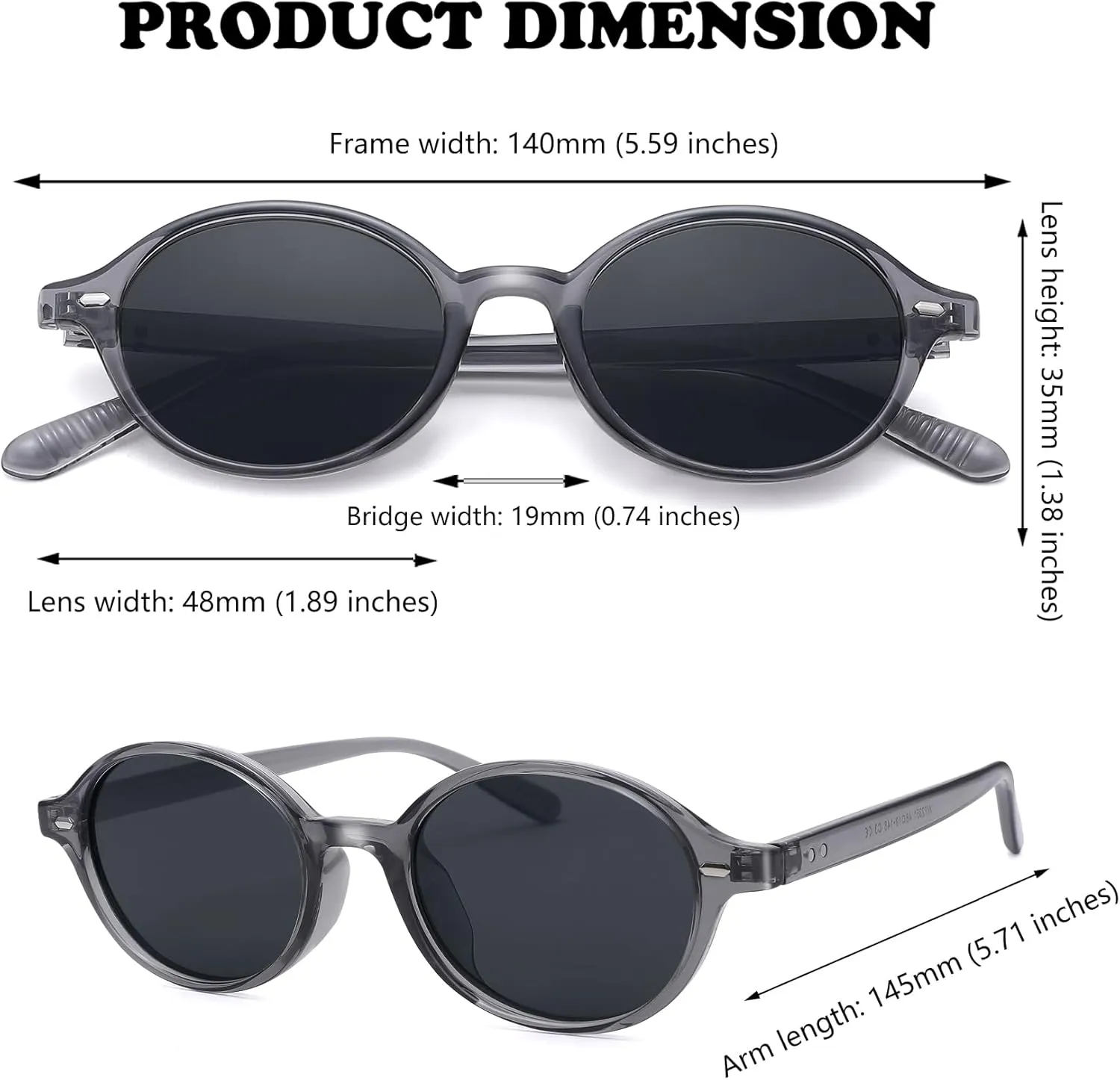 Retro Oval Sunglasses for Women Men, Trendy Polarized 90s TR Lightweight Narrow Frame Shades UV Protection Sun Glasses