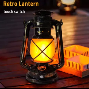 Retro Portable Lanterns, Rechargeable Hanging Travel Camping Lamp, 3 Lightning Modes For Desktop Bar Restaurant Decoration, Vintage LED Hanging Lantern