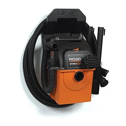RIDGID Wet Dry Vacs VAC5000 Portable Wall Mount Wet Dry Vacuum Cleaner for Shop or Garage, 5-Gallon, 5.0 Peak Horsepower, Small Shop Vacuum Cleaner for Garage or Home