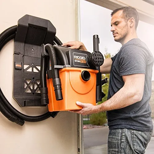 RIDGID Wet Dry Vacs VAC5000 Portable Wall Mount Wet Dry Vacuum Cleaner for Shop or Garage, 5-Gallon, 5.0 Peak Horsepower, Small Shop Vacuum Cleaner for Garage or Home
