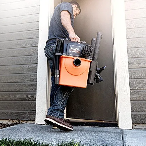 RIDGID Wet Dry Vacs VAC5000 Portable Wall Mount Wet Dry Vacuum Cleaner for Shop or Garage, 5-Gallon, 5.0 Peak Horsepower, Small Shop Vacuum Cleaner for Garage or Home