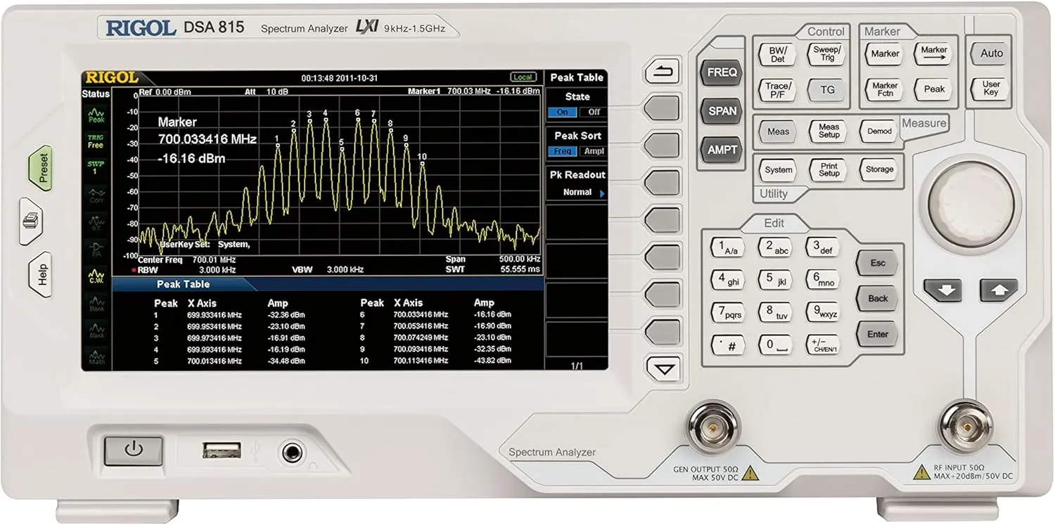 Rigol DSA815-TG 9kHz to 1.5GHz with Pre-Amplifier and Tracking Generator Spectrum Analyzer