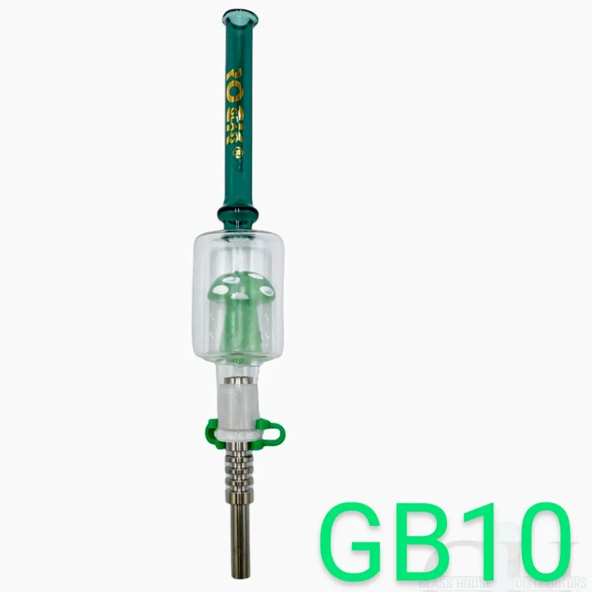 Rock Glass Mushroom Perc Dab Nectar Collector with 14mm Titanium Tip