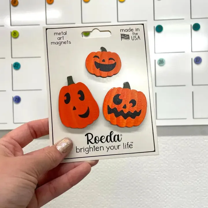 Roeda Studio Jack-O'-Lantern Magnets S/3, Halloween Decor