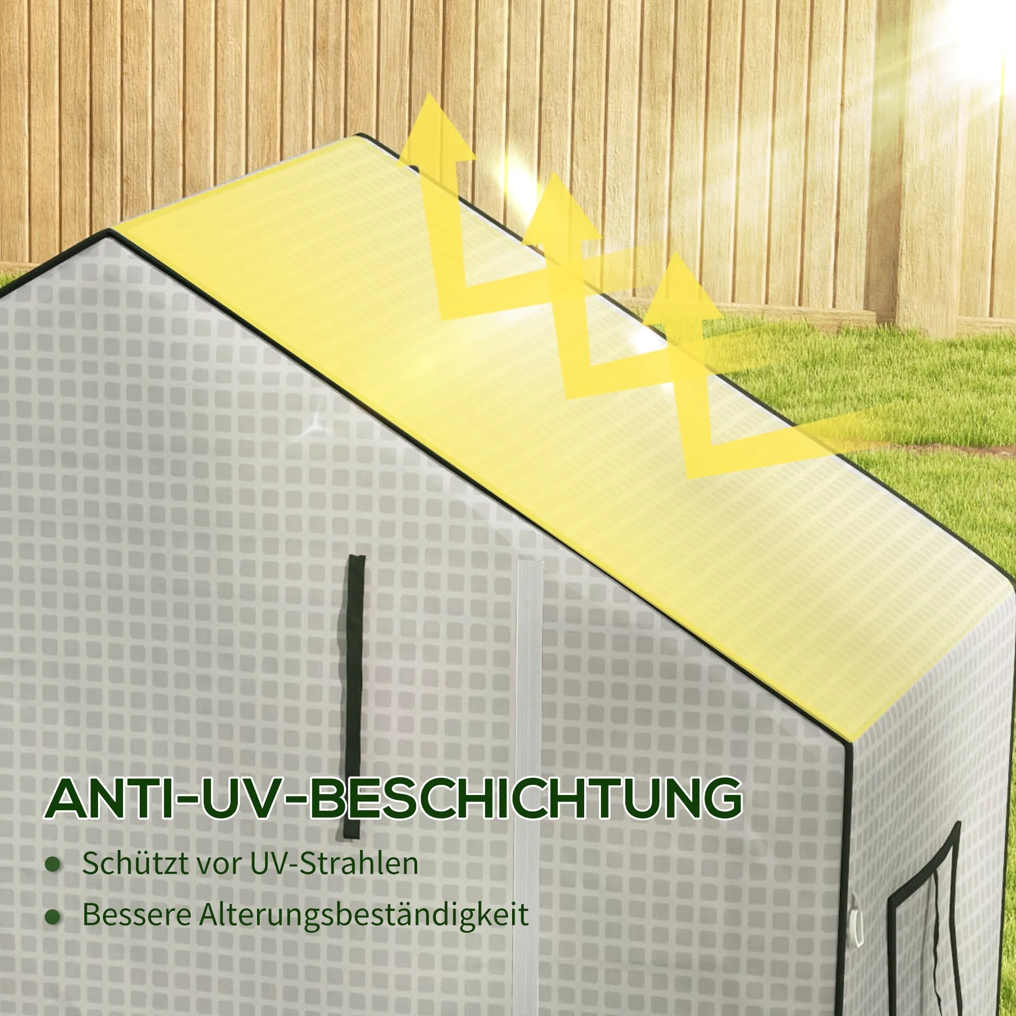 Rootz Greenhouse Film Cover - UV-Protected Replacement Tarp - Tear-Resistant Plastic - 140x73x190cm White
