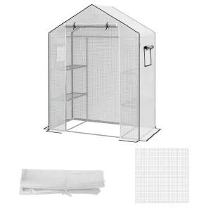 Rootz Greenhouse Film Cover - UV-Protected Replacement Tarp - Tear-Resistant Plastic - 140x73x190cm White
