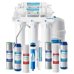 RTW5 5 Stage Reverse Osmosis Water Filter System with Innovative Top-Mounted Faucet Design, TDS Reduction 50 GPD Under Sink RO Water Filtration Plus Extra 3 Filters