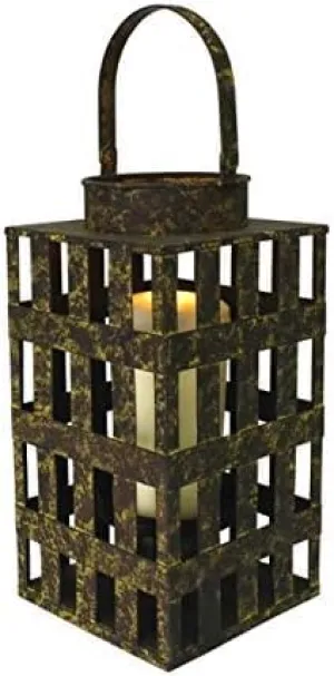 Rustic Hanging Candle Lantern with Tempered Glass - 15" High for Indoor/Outdoor Decor, Events, Parties, and Weddings