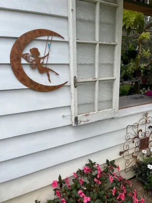 RUSTIC MOON FAIRY WALL ART - SWINGING