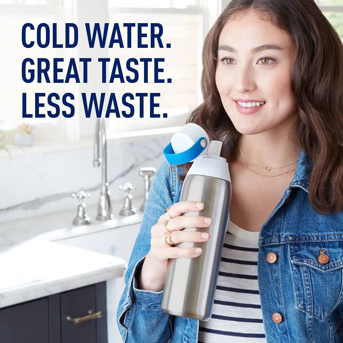 Rynx | Brita Stainless Steel Water Filter Bottle, Stainless Steel, 20 Ounce, 1 Piece