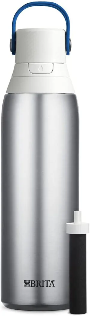 Rynx | Brita Stainless Steel Water Filter Bottle, Stainless Steel, 20 Ounce, 1 Piece