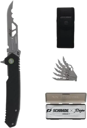 Schrade Enrage Phantom Replaceable Blade Knife with Carbon Fiber Handle, Pocket Clip, and Frame Lock for EDC, Everyday Carry, Hunting