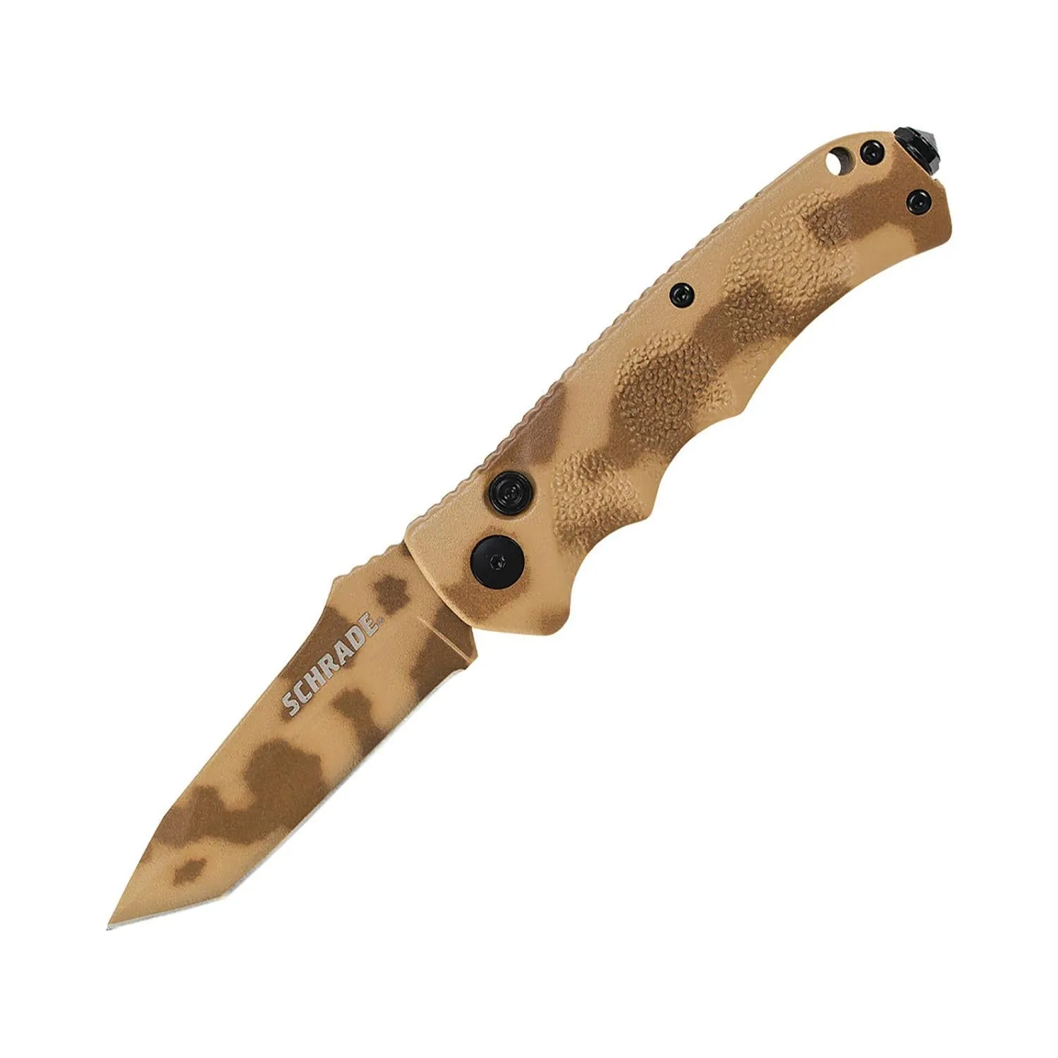 Schrade Mini Push Button Knife Desert Camo FE Tanto