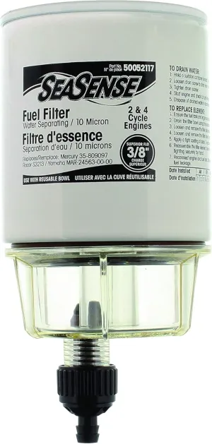 SeaSense Universal Water Separating Fuel Filter with Clear Bowl