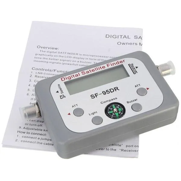 SF-95DR Digital Satellite Signal Meter Finder Dish Network Directv FTA BUZZER with Compass - Gray