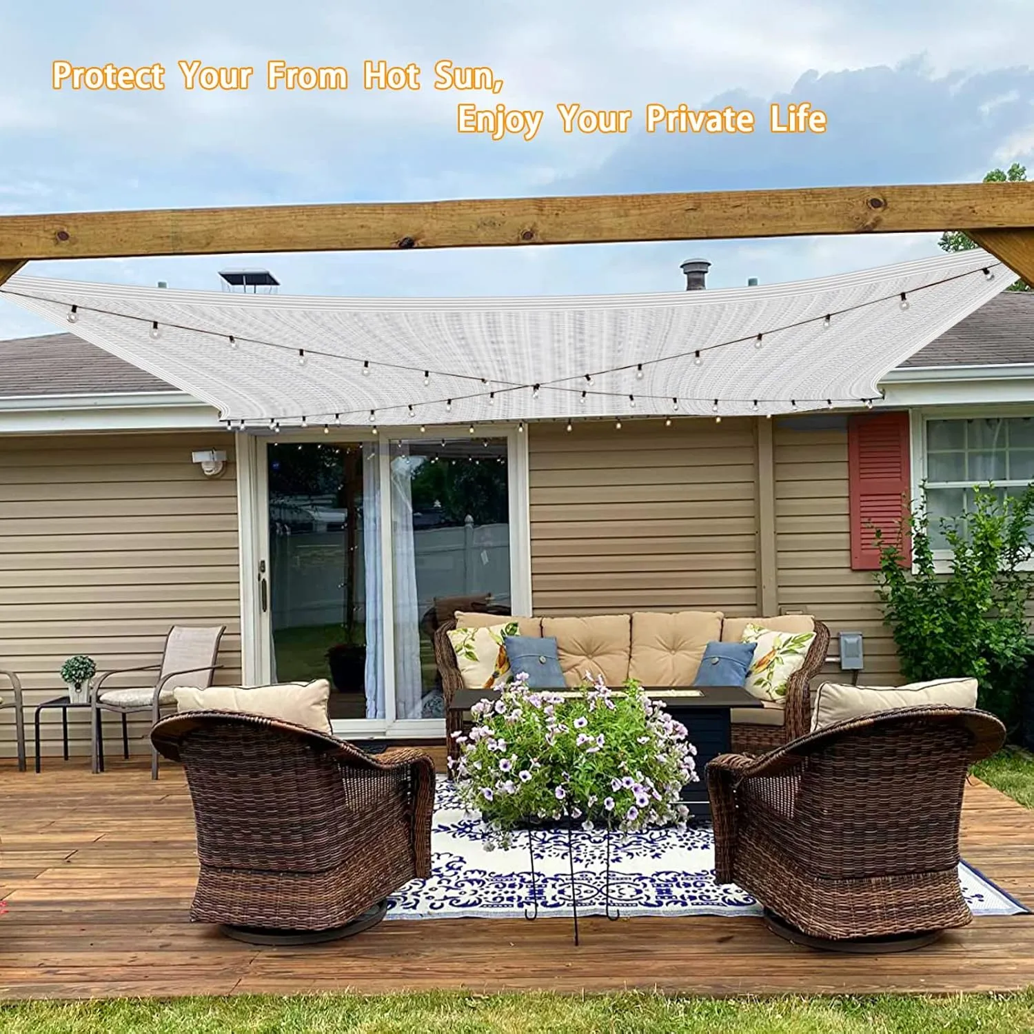 Shade Cloth - 80% Garden Shade Cloth, Mesh Tarp - for Greenhouse Plants Patio, Sun Protection - for Cars Pergola Chicken Coop Dogs Outdoor, Covers with Grommets, 8 x 12 FT