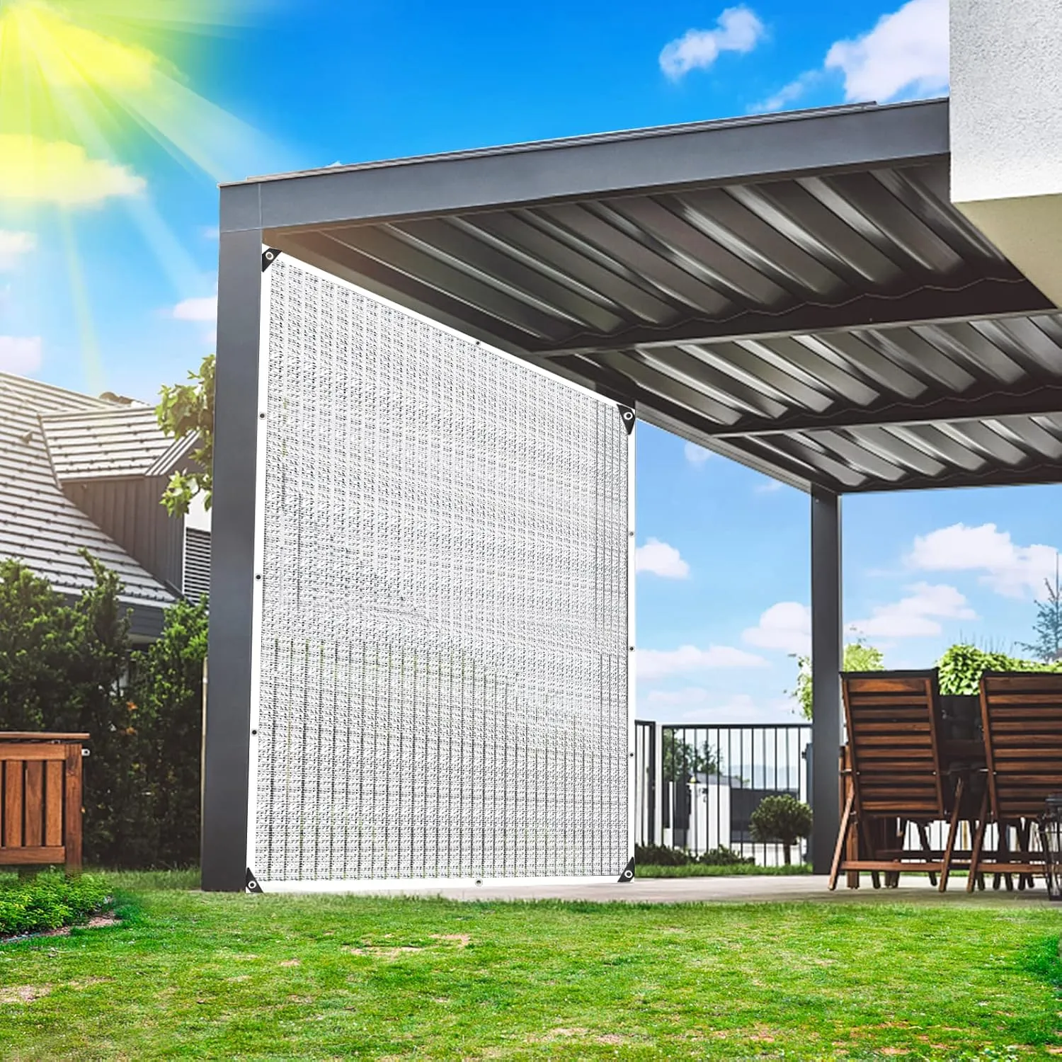 Shade Cloth - 80% Garden Shade Cloth, Mesh Tarp - for Greenhouse Plants Patio, Sun Protection - for Cars Pergola Chicken Coop Dogs Outdoor, Covers with Grommets, 8 x 12 FT